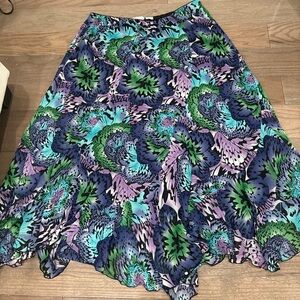 Vintage floral chiffon midi skirt!